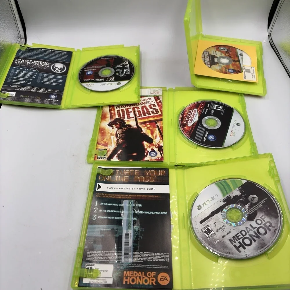 4 Xbox 360 Games Medal Of Honor Tom Clancy's Rainbow 6 Vegas End War Splinter